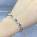 925 Silver Inlaid Natural Sapphire Women's Bracelet Color Treasure Hand Accessories