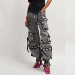 Cargo Jeans Spice Girl Style Loose Multi-pocket Floor Mop Pants Wide Leg Pants