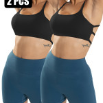 2 Pack Strappy Sports Bras For Women - Criss Cross Back Sexy Wireless Padded Yoga Bra Cute Workout