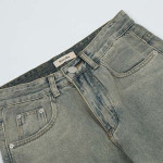 Vintage Washed And Worn Straight Jeans