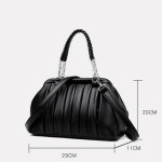 New Fashion All-match Pleated Woven Portable Large Capacity Leather Women's Bag