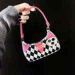 Black And White Diamond Lattice Handbag Shape Phone Case