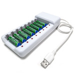 8-Slot Charger USB-Powered No. 5 And No. 7 Ni-MH Rechargeable Battery Charger