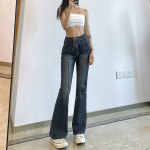 Retro Distressed Hot Girl Washed Belt Slimming Jeans