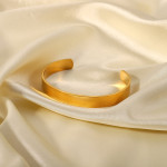 New 18K Gold Stainless Steel Smooth Wide Bracelet