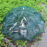 8 Holes Foldable Fishing Net Shrimp Cast Cage Crab Fish Prawn Trap Cast Pot UK