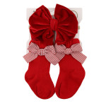 Baby Bow Hair Band Socks Suit Children's Christmas Big Bow Socks Combination