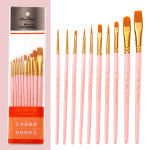 10 Pearlescent Blue Nylon Brushes Gouache And Oil Brush Set