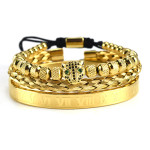 European And American Antique Leopard Head Mesh Woven Bracelet Stainless Steel Roman Numeral Fried Dough Twist Bracelet