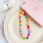 Bohemian Rainbow Polymer Clay Pearl Glass Beaded Phone Chain