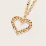 Full Diamond Hollow Heart Pendant Necklace