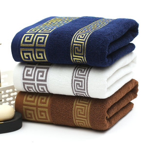 Foreign Trade Bath Towel Manufacturers Wholesale Plain-Colored Off-File To Pick Up The Word Pattern Towel Bath Towel Thickened Gift Set