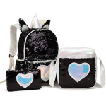 Sequin Backpack Three-piece Schoolbag Women's Backpack