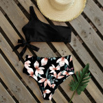 One Shoulder Strap Bikini Print New Swimsuit