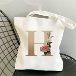 Monogram Flower Print Single Shoulder Canvas Bag