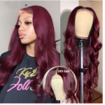 European And American New Wine Red Mid-length Curly Hair