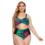 Plus Size Ruched Bikini Floral Printed Swimsuit Europe And America