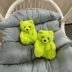 Teddy Bear Plush Slippers Home Warm Comfortable Thin Bottom Plush Cotton Shoes