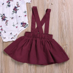 Patricia Floral Set Toddler Kids Baby Girls Floral Romper Suspender Skirt Overalls 2PCS Outfits Baby Clothing