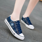 ladies casual denim canvas flat shoes women jeans sneakers