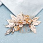 Bride high-end golden flowers hand-inserted comb