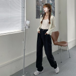 Women's Loose Retro High Waist Wide Leg Denim Mopping Pants