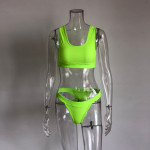 Two-piece fluorescent green swimsuit