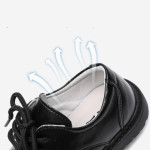 Children's Autumn New Casual Pure Black Leather Shoes