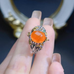 Natural Fire Opal Ring S925 Silver Girl