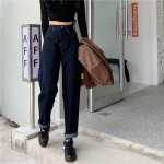 Fleece Plus Size High Waist Loose Dark Harem Jeans