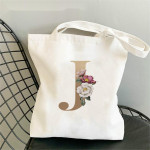 Monogram Flower Print Single Shoulder Canvas Bag