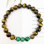 Natural Malachite Tiger Eye Stainless Steel Beaded Bracelet