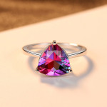 S925 Sterling Silver Ring Rainbow Stone Jewelry Ring