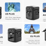 Universal Travel Adapter Worldwide Multi Plug UK EU AU US USB TypeC Fast Charger