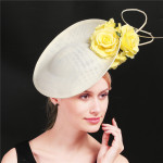 Headdress Bride Beige Top Hat Imitation Linen Headband Hairpin Dual-use