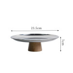 Household Style Metal Round Solid Wood Base Tray