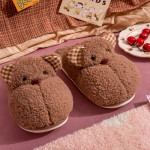 Warm Plush Doll Couple Cotton Slippers