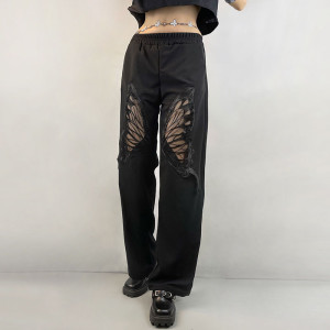 Hollow Butterfly Ins Wind Loose Casual Pants Straight Leg Pants