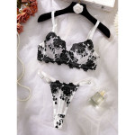 Lace French Bra Embroidery Steel Ring Ultra-thin Underwear Sexy Bra Suit