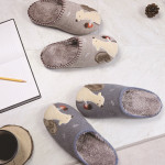 Cute Cartoon Squirrel Affixed Cloth Embroidered Slippers Indoor Non-slip Couple Platform Slippers