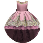 European And American Girls' Embroidered Retro Evening Dress