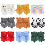 Teddy Bear Cat Plush Slippers Women's Home Indoor Cotton Shoes