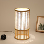 Tea Room Bamboo Woven Table Lamp Study Night Light Adjustable Light Warm Zen Bedside Lamp