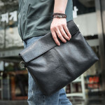 Men's Leather One Shoulder Crossbody Bag A4 File Bag Handheld Briefcase