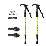 Outdoor Ultra-light Folding Trekking Pole Aluminum Alloy Telescopic Straight Handle