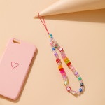 Bohemian Rainbow Polymer Clay Pearl Glass Beaded Phone Chain