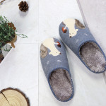 Cute Cartoon Squirrel Affixed Cloth Embroidered Slippers Indoor Non-slip Couple Platform Slippers