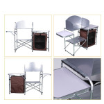 Outdoor Camping Double-decker Storage Rack Mobile Barbecue Table