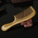 Round Handle Massage Scalp Authentic Green Sandalwood Comb