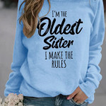 Letter Crew Neck Pullover Long Sleeve Sweater Wish Women's Clothing